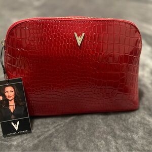 NWT Red Croc-Embossed Vanessa Williams Women's Cosmetic Bag